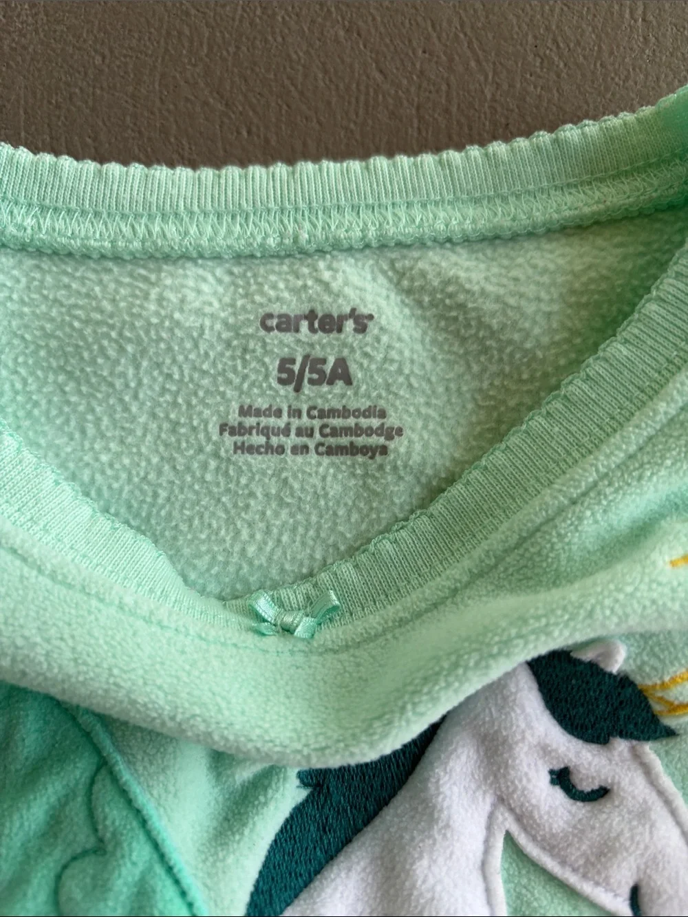 Carter's Mint Green & Lavender Unicorn Pajama Set Size 5T